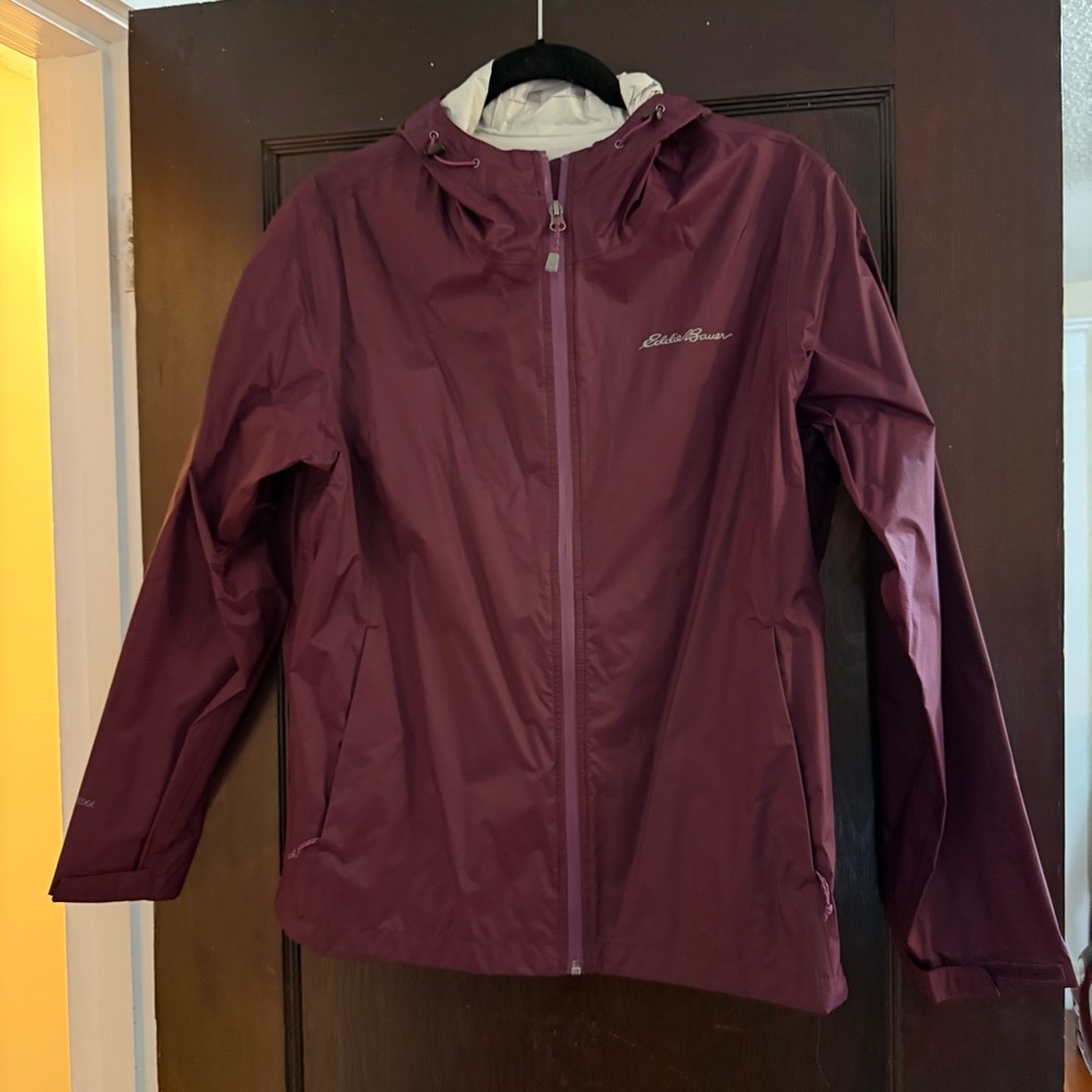 Eddie Bauer Plum Hooded Rain Jacket